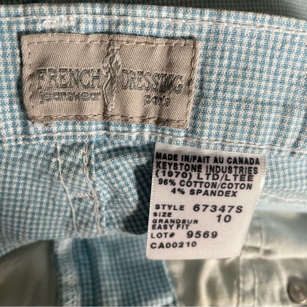 90s Y2K French Dressing Micro Gingham Pin Check Blue White Denim Jeans - Picture 7 of 7